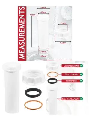 40mm Adjustable Trap Height Kit for Sink Waste & Basin Plumbing