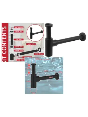 40mm Black Round Sink Trap with Deodorizer for Bottle Basin