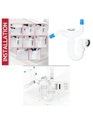 40mm Double-Nozzle Sink Trap Kit for Washers & Dishwashers 75mm Seal