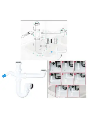 40mm Kitchen Sink Bowl & Half Trap with 75mm Seal Kit Water Discharge