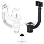 40mm Square Bathroom Sink Overflow Plug with Chain – Waste Combo