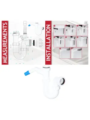 40mm Telescopic Sink Trap Kit with 75mm Seal for Dishwasher & Washer