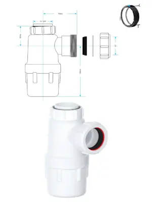 40mm Waste Bottle Trap for Bathroom & Kitchen Sink – 1½" Basin