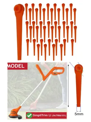 40pcs Plastic Blades for Flymo SimpliTrim Battery Grass Trimmer Pack
