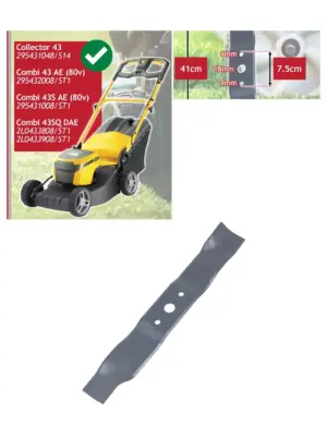 41 cm Metal Replacement Blade for Stiga 43/43S/43SQ Lawn Mower
