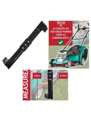 43 cm Metal Replacement Blade for Bosch Rotak 43 Ergoflex Lawn Mower