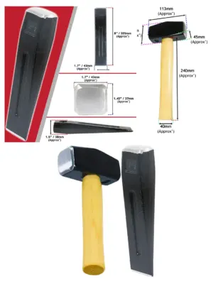 4lb Log Splitter Club Hammer with 1.5kg 8‑Piece Chisel Wedge Set