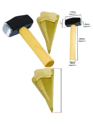 4lb Log Splitter Hammer Kit – Sledgehammer & Wood Maul with Wedge