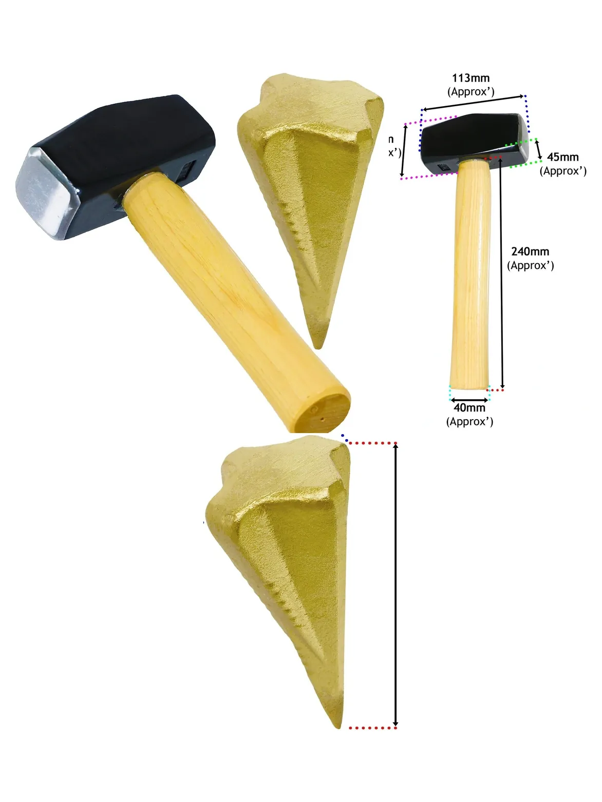 4lb Log Splitter Hammer Kit – Sledgehammer & Wood Maul with Wedge