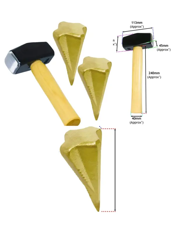 4lb Log Splitter Kit – Sledgehammer + 2 Wood Splitting Wedges