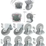 4x 100mm Fixed-Plate Caster Wheels for Washers & Dryers with Screws