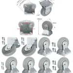 4x 100mm Fixed-Plate Caster Wheels with Screws for Fruit Vending