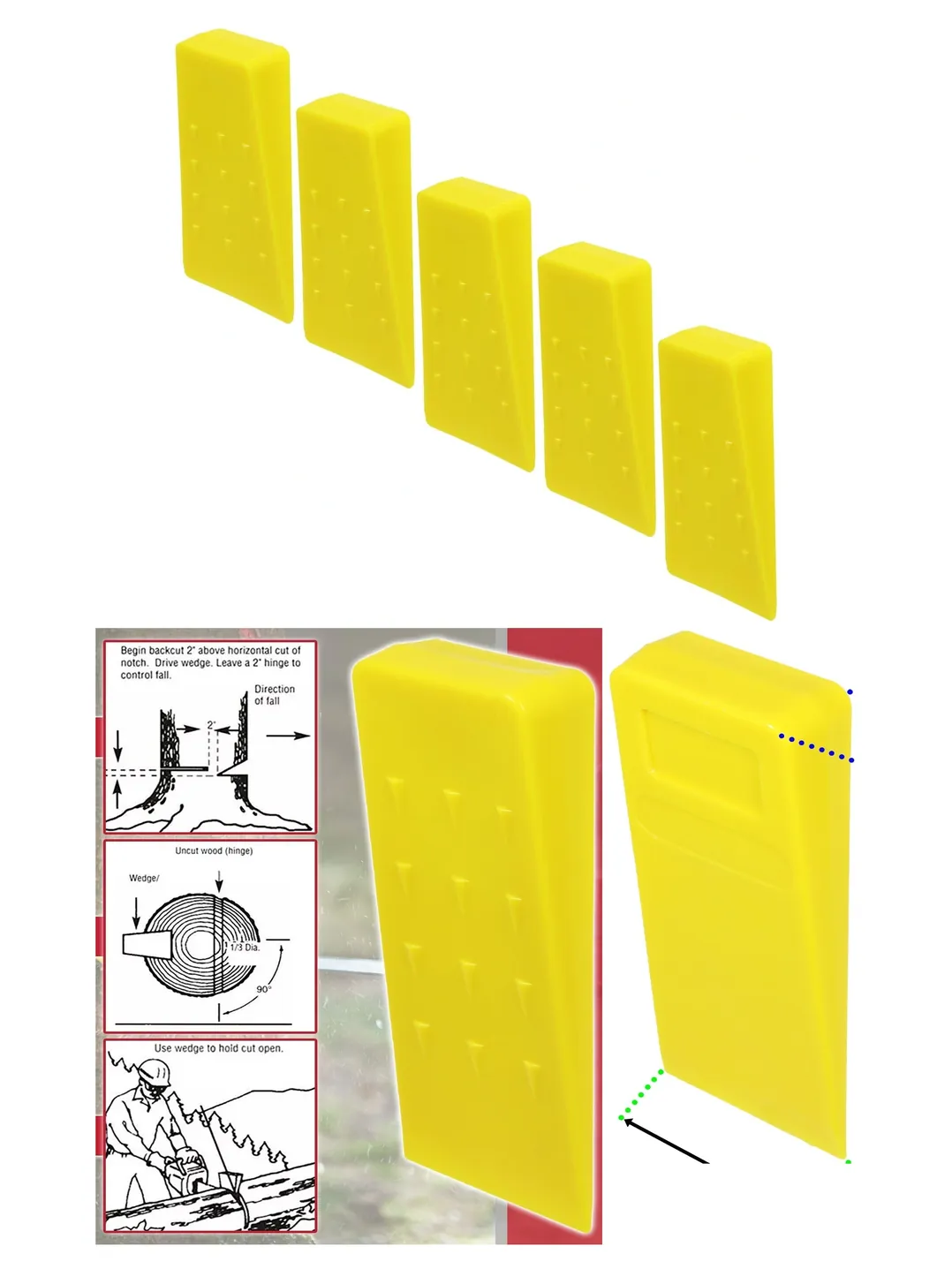 5.5" Heavy‑Duty Tree Felling Wedge – 5 Pack for Chainsaw Log Split
