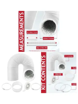 5‑Pack 2.5 m Insulated PVC HVAC Vent Hose – Foil Duct Extension