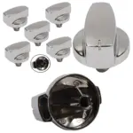 5 Pack Chrome Oven Control Knob for Stoves Replacement Cooker Switch