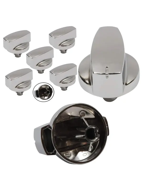 5 Pack Chrome Oven Control Knob for Stoves Replacement Cooker Switch