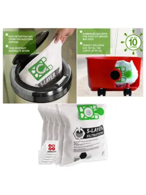 5-Pack Replacement Bags for Numatic Henry & Hetty Vacuums + Freshener