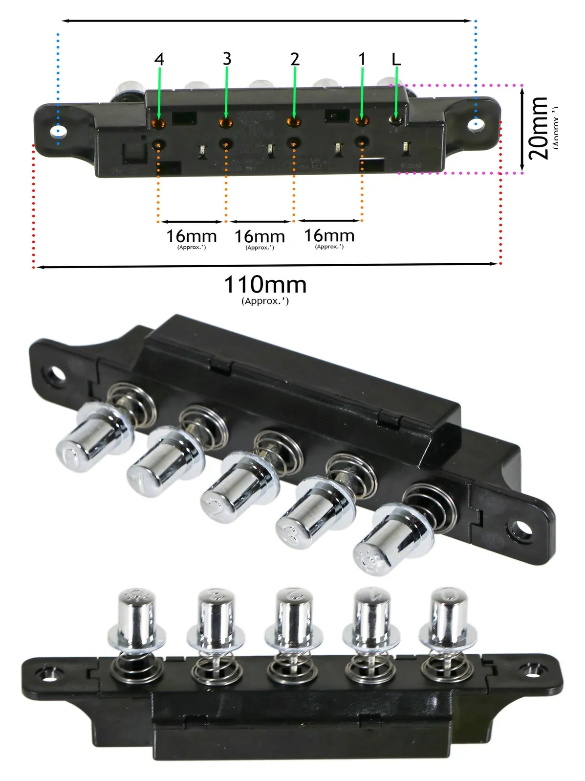 5-Speed Push-Button Selector Switch for Range Hood Exhaust Fan