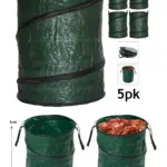 5 x 90L Collapsible Garden Bags with Handles – Reusable Yard Trash