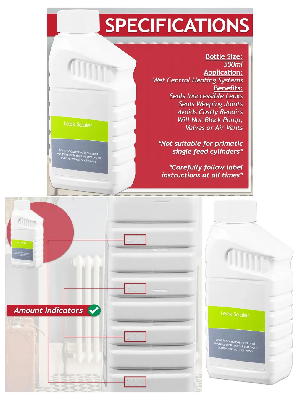 500ml Heating Leak Sealant – Radiator & Boiler Pipe Repair