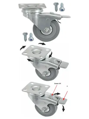 50mm Heavy Duty Swivel Caster Wheel with Brake - Furniture Trolley