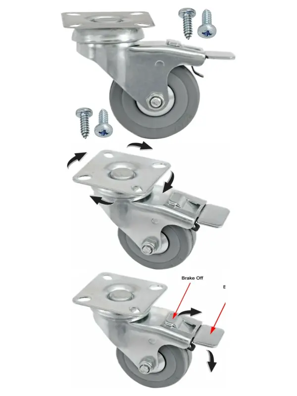 50mm Heavy Duty Swivel Caster Wheel with Brake - Furniture Trolley