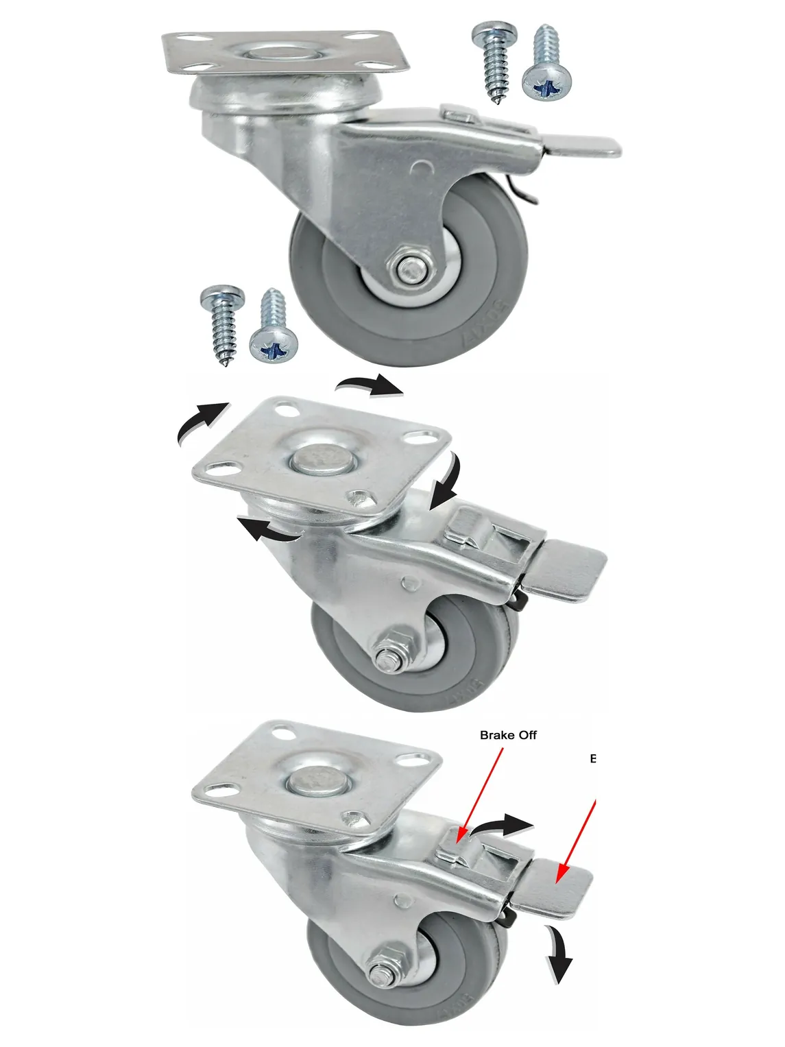 50mm Heavy Duty Swivel Caster Wheel with Brake - Furniture Trolley