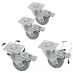 50mm Heavy-Duty Swivel Caster Wheels with Brake – Set of 2 for trolley