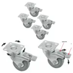 50mm Heavy-Duty Swivel Caster Wheels with Brake – Set of 4