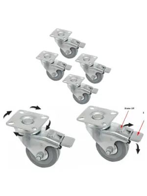 50mm Heavy-Duty Swivel Caster Wheels with Brake – Set of 4