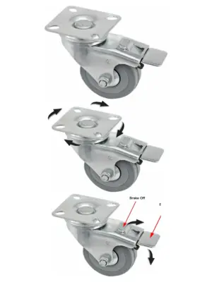 50mm Heavy-Duty Swivel Caster with Brake for Furniture & Trolleys