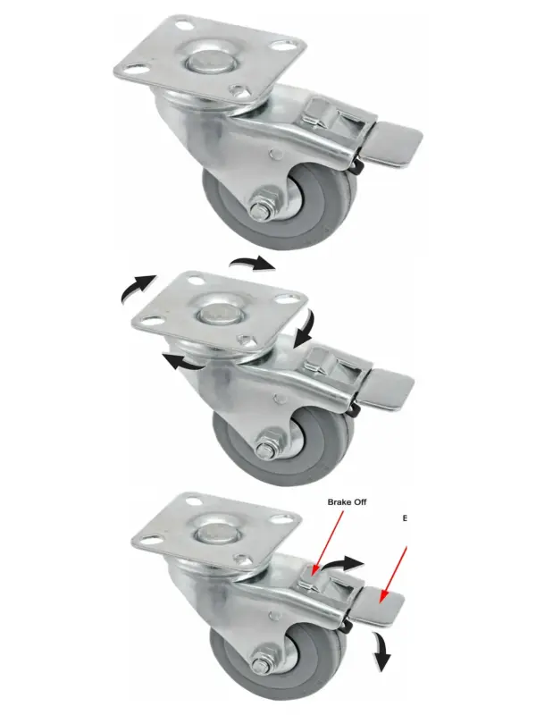 50mm Heavy-Duty Swivel Caster with Brake for Furniture & Trolleys