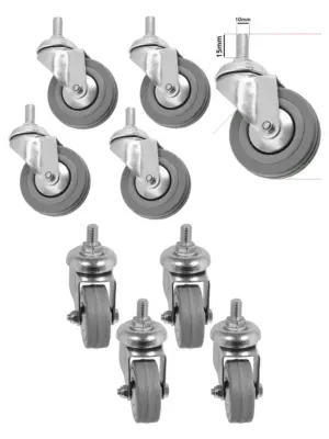 50mm M10 Threaded Swivel Caster Wheels – Non‑Marking Trolley Set 4pcs