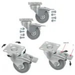 50mm Swivel Brake Caster Wheels 2 Pack with Screws for Trolleys