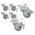 50mm Swivel Brake Caster Wheels – Set of 4 with Screws for Furniture
