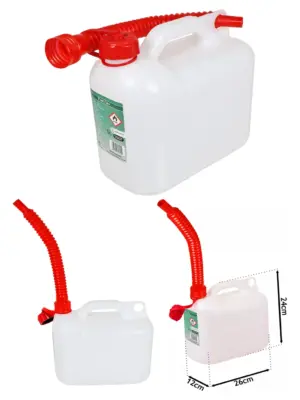 5L Plastic Fuel Jerry Can – Clear/Opaque with Extension Spout