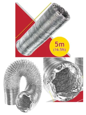 5m Aluminum Flexible Vent Hose for Bush Tumble Dryer 100mm