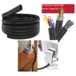 5m Black Flexible Cable Sleeve 51mm Tidy Conduit for Wire Management