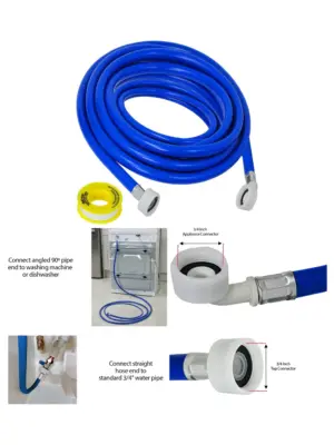 5m Extra-Long Cold Water Hose with PTFE Tape for Dishwasher & Washer