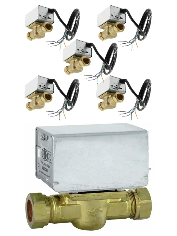 5x Motorised 2‑Port Inline Zone Valve 22mm for Honeywell V4043 Boiler