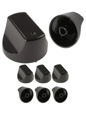 6 Black Replacement Control Knobs for Hotpoint Oven Cookers