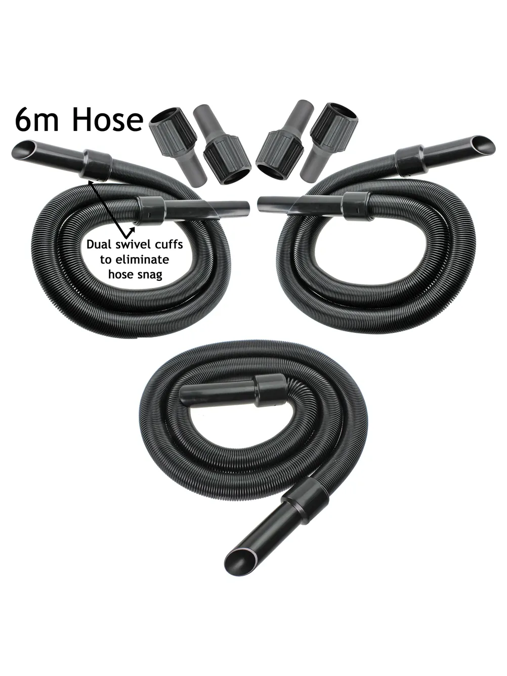6 m Extra‑Long Shark Vacuum Pipe Hose Extension Kit – 3 Adapters