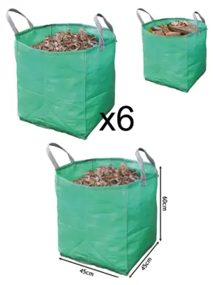 6 Pack Heavy Duty Large Garden Waste Bags – Tear-Resistant