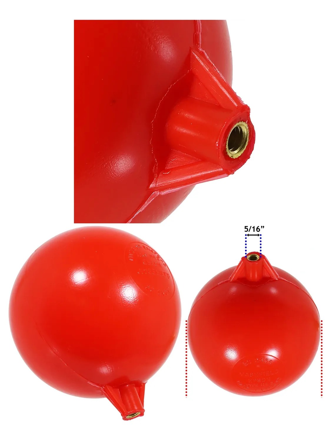 6-Pack Plastic Toilet Cistern Ball Float with 5/16 Brass Thread