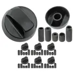 6‑Pack Universal Black Control Knob & Adapters for Sterling Oven/Hob