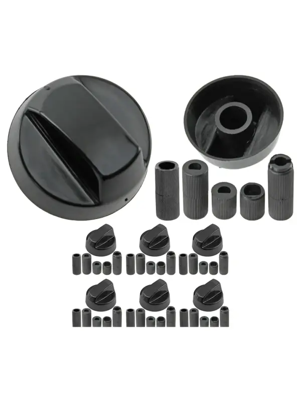 6‑Pack Universal Black Control Knob & Adapters for Sterling Oven/Hob
