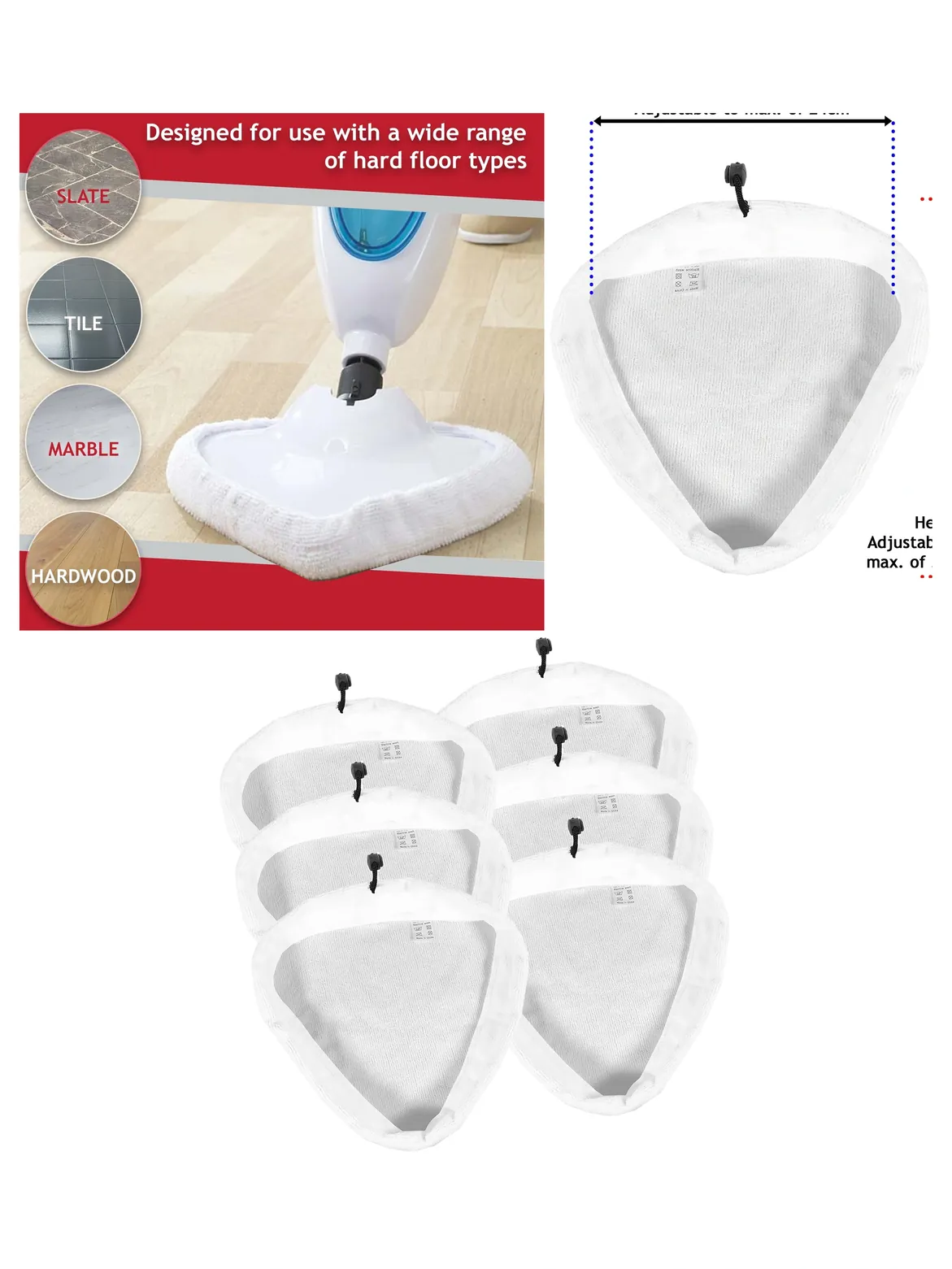 6 Pack Universal Microfiber Steam Mop Cleaning Pads Reusable Washable