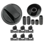 6 Piece Black Control Knob & Adapter Set for Siemens Ovens & Hobs