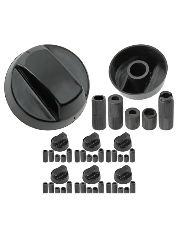 6 Piece Black Control Knob & Adapter Set for Siemens Ovens & Hobs