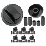 6‑Piece Black Universal Control Knob Set with Adapters for Smeg Ovens